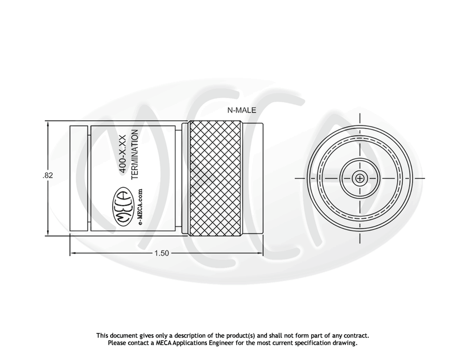 400-1.00 RF Termination N-Male connectors drawing