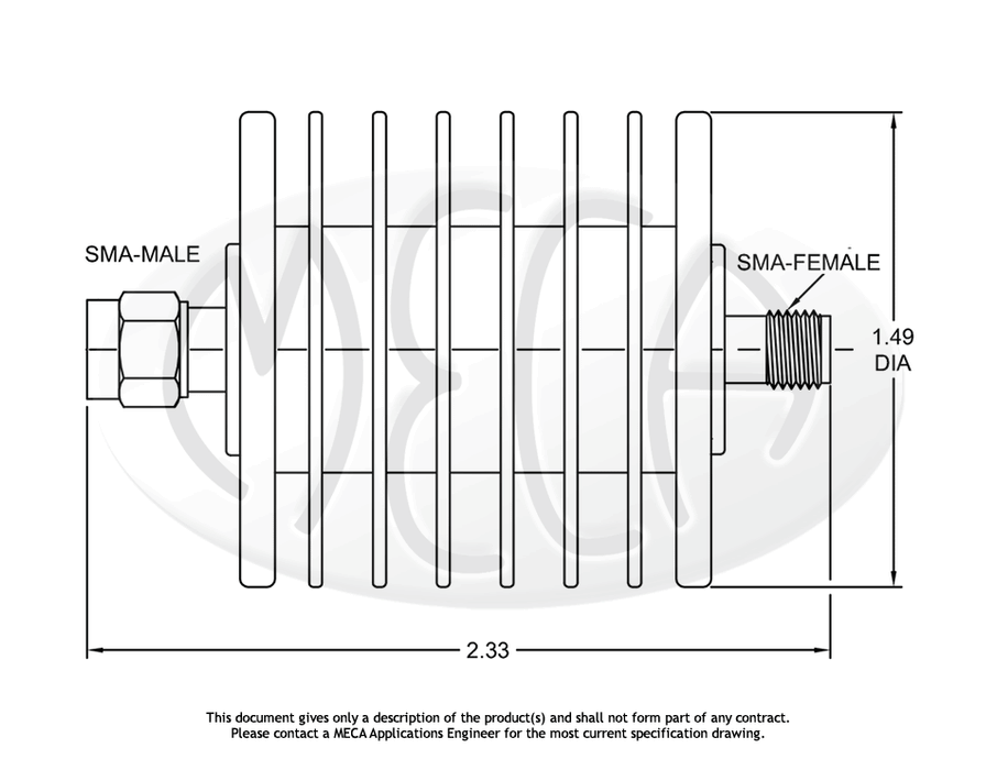 631-dB-1 Coaxial Attenuator SMA-Type connectors drawing