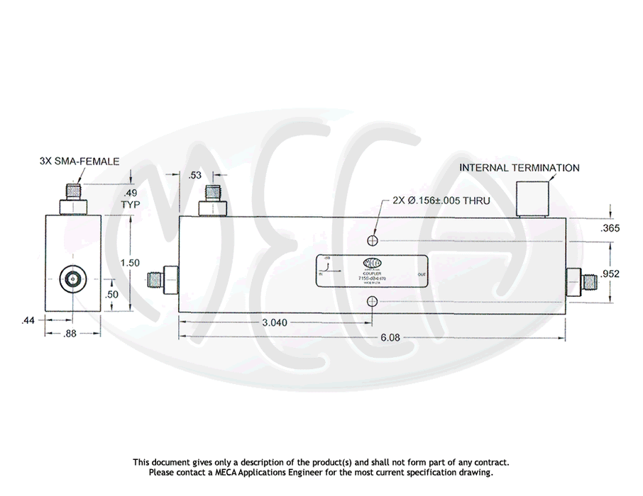 715S-dB-0.670 Directional Couplers SMA-Female connectors drawing