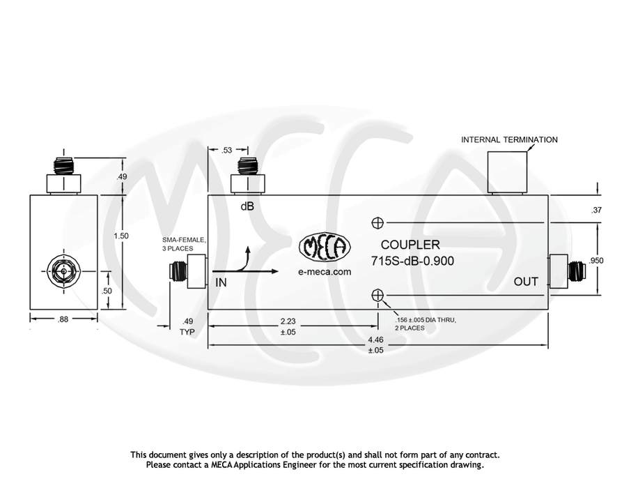 715S-dB-0.900 Directional Coupler SMA-Female connectors drawing
