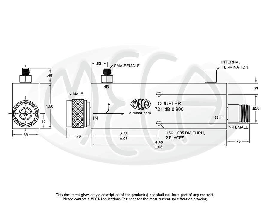 721-dB-0.900 Directional Couplers In-line connectors drawing
