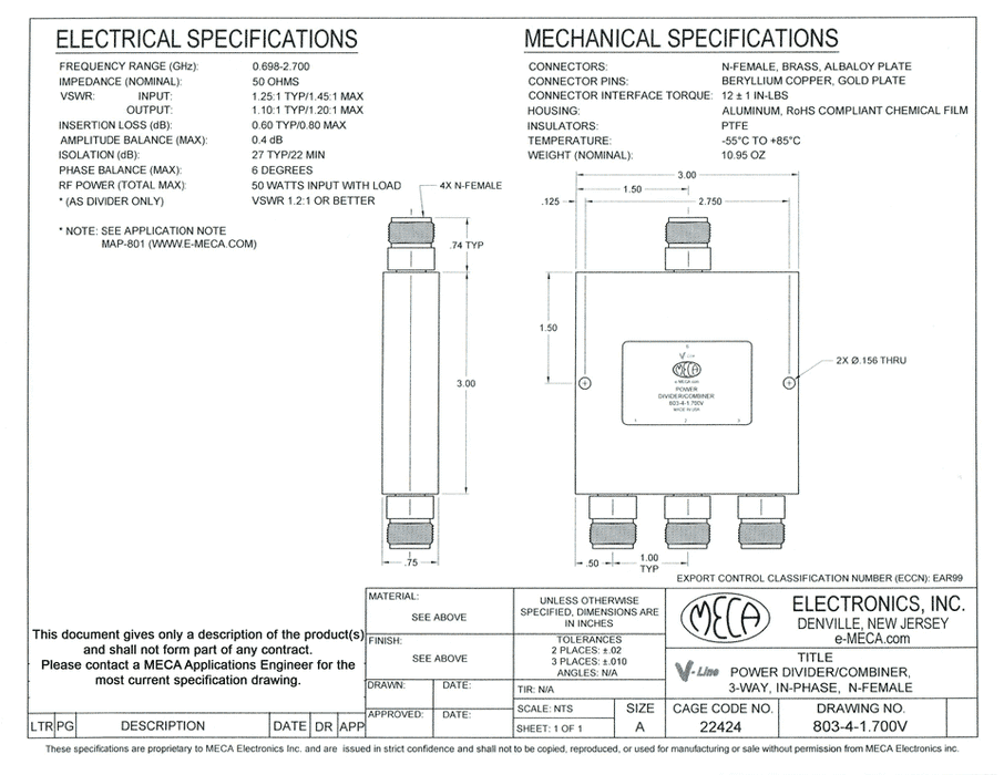 803-4-1.700V, N-Female,0.698-2.700 GHz