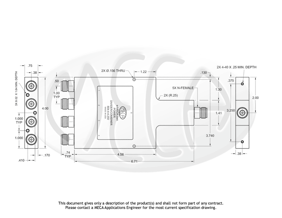804-4-4.250, N-Female, 0.500-8.000 GHz
