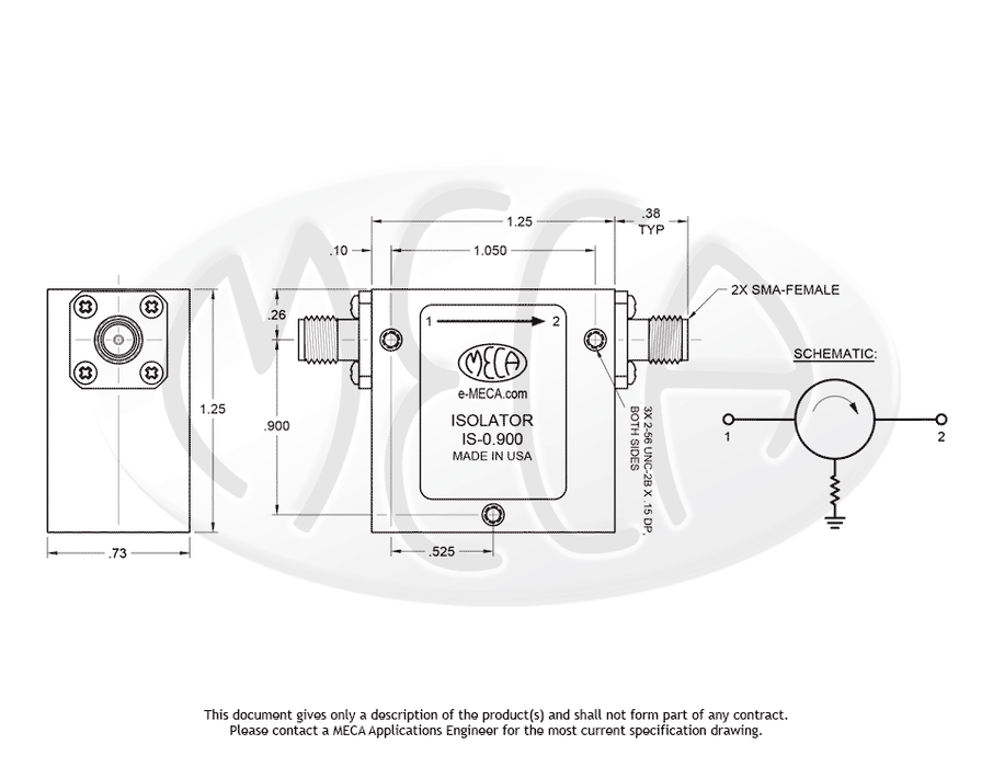 IS-0.900, 10 Watts, SMA-Female 0.800-1.000 GHz