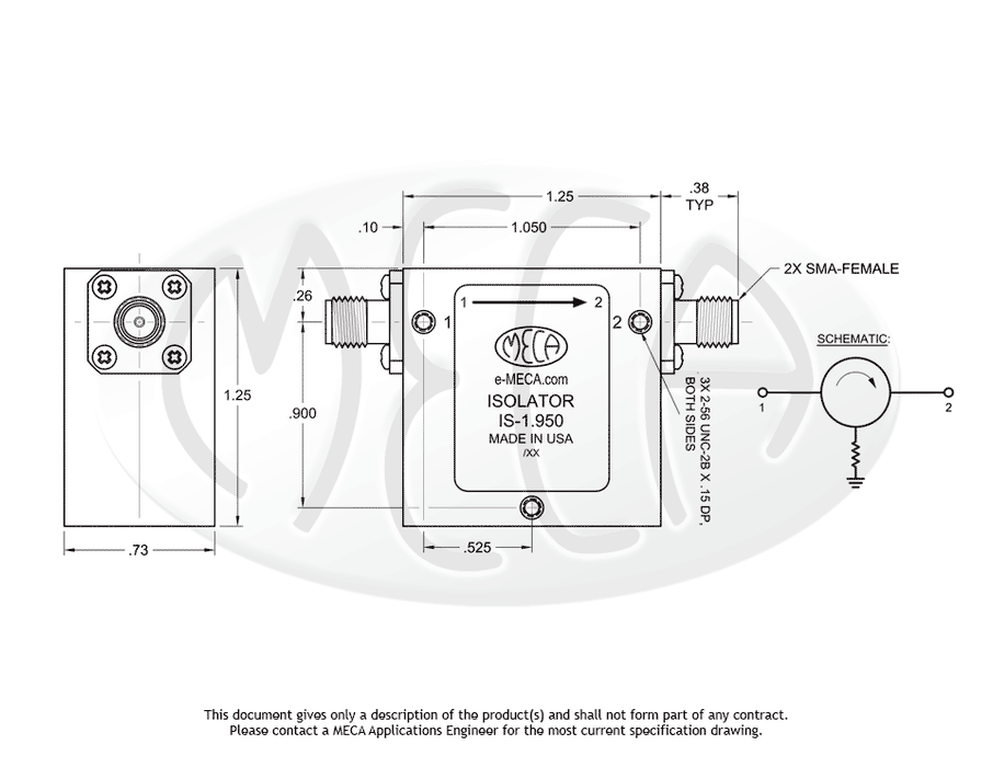 IS-1.950, 10 Watts, SMA-Female 1.700-2.200 GHz
