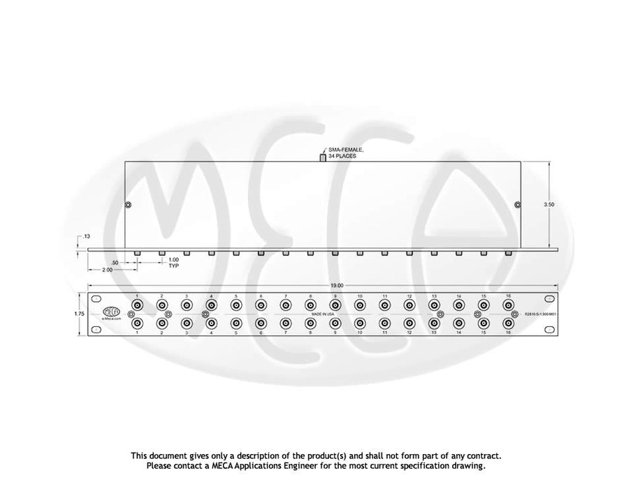 R2816-S-1.900-M01, 16-Way SMA, 0.800-3.000 GHz
