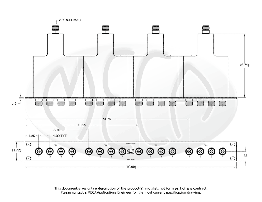 R4804-4-3.250, 4-Way, N, 0.500-6.000 GHz