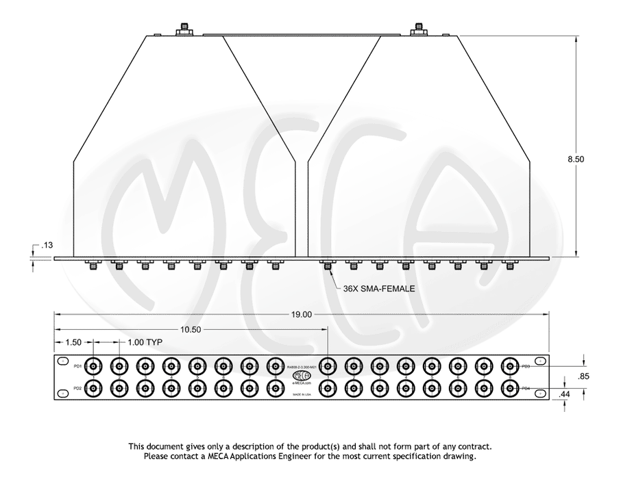 R4808-2-3.300-M01, SMA, 8-Way, 0.500-6.000 GHz