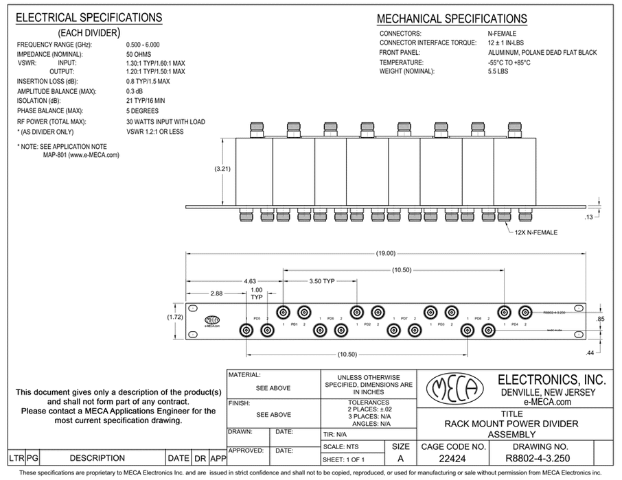 R8802-4-3.250, 8x2-Way, 0.500-6.000 GHz