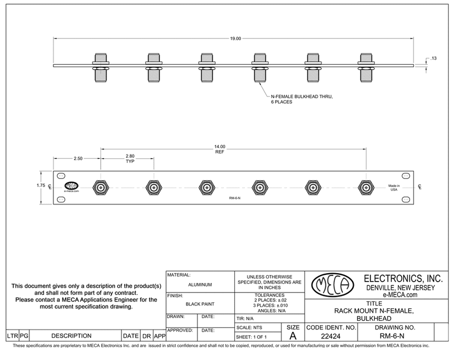 RM-6-N, Patch Panel x 6, DC-11.000 GHz