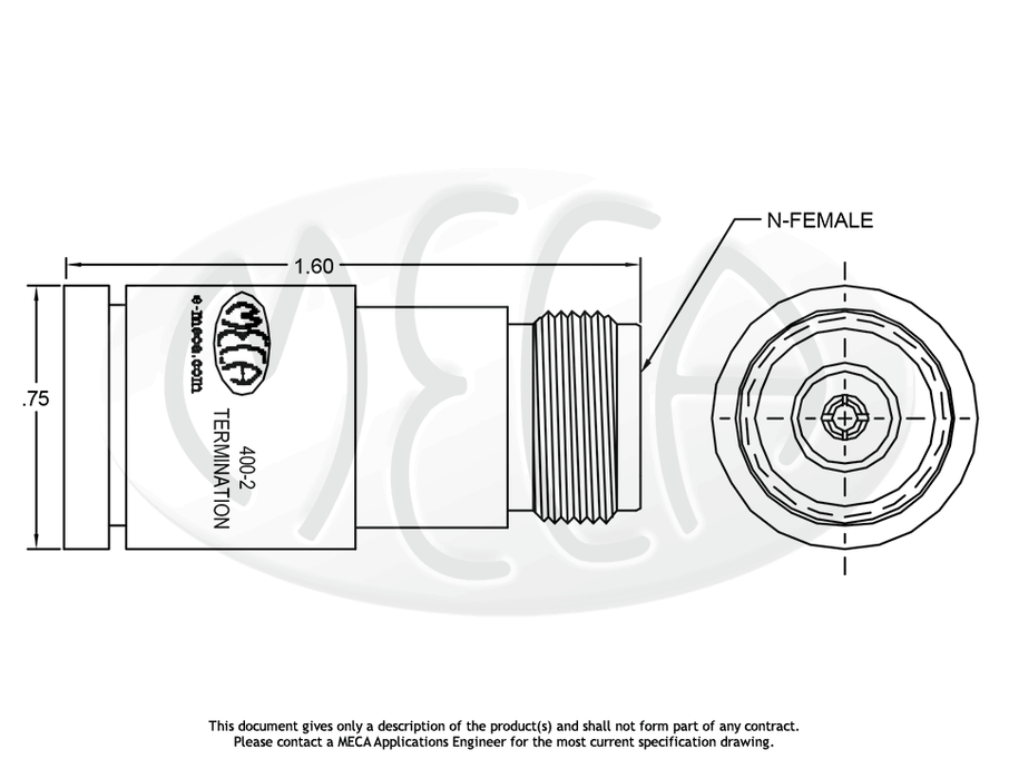 400-2 N-Type Termination connectors drawing