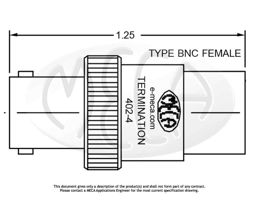 402-4, BNC-Female, 2 Watts, DC-12.4 GHz