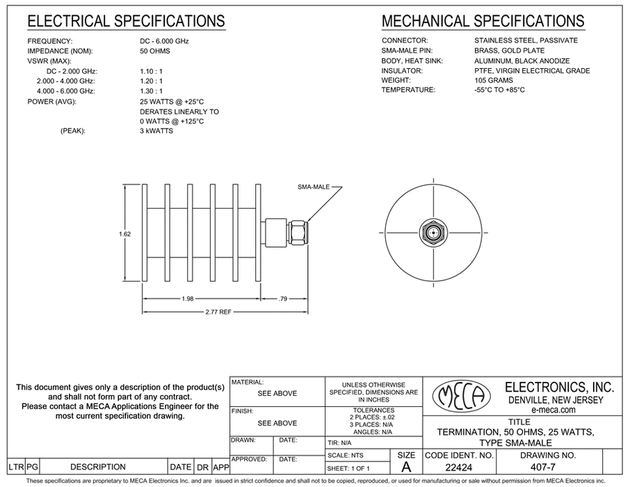 407-7 RF-Load electrical specs