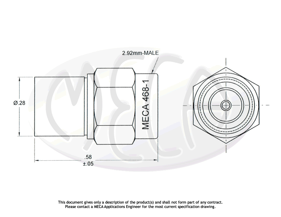 468-1 Terminations 2.92mm-Male connectors drawing