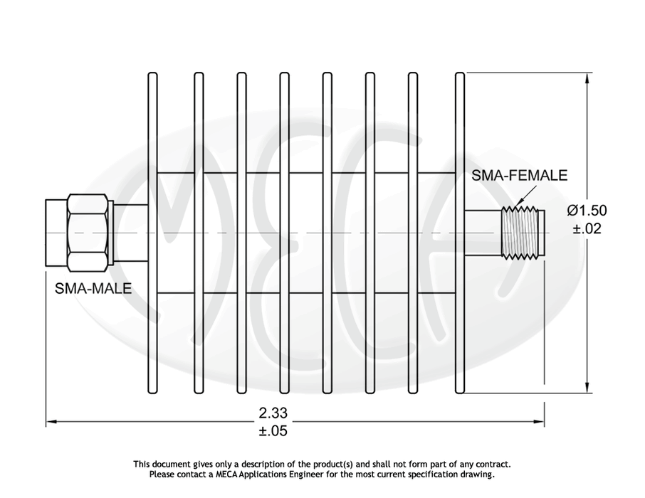 631-dB-1F18 Coaxial Attenuators SMA-Type connectors drawing