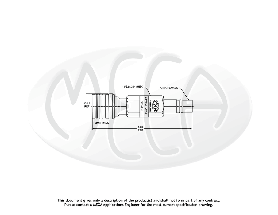 663-dB-1 Attenuators QMA-Type connectors drawing