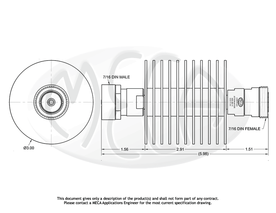 690-dB-11 Microwave Attenuators 7/16-DIN connectors drawing
