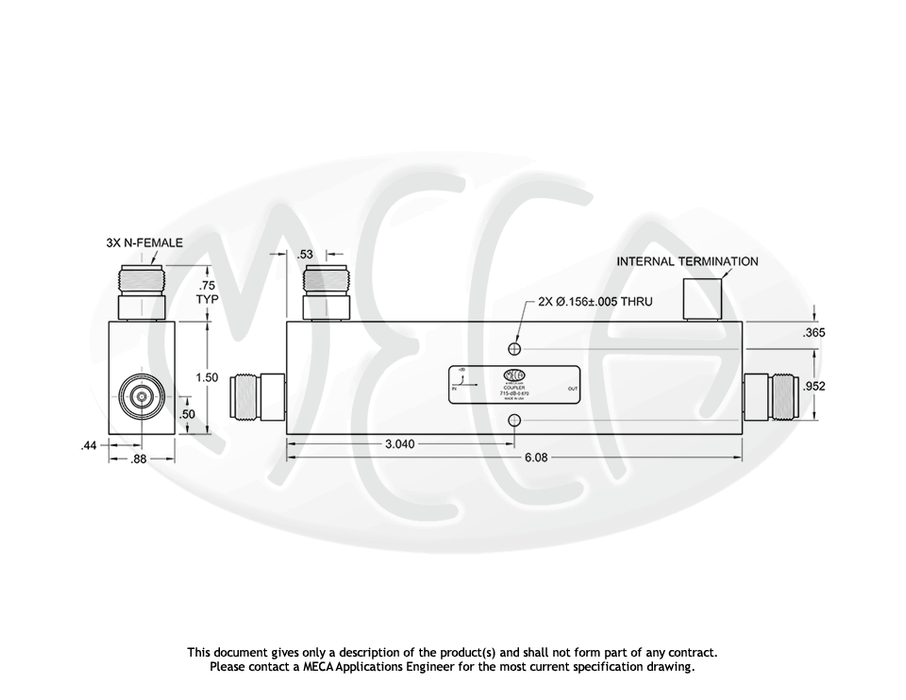 715-dB-0.670 Directional Couplers N-Female connectors drawing
