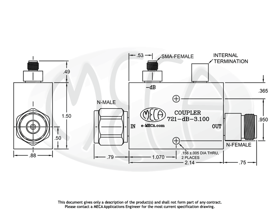 721-dB-3.100 Directional Couplers In-line connectors drawing