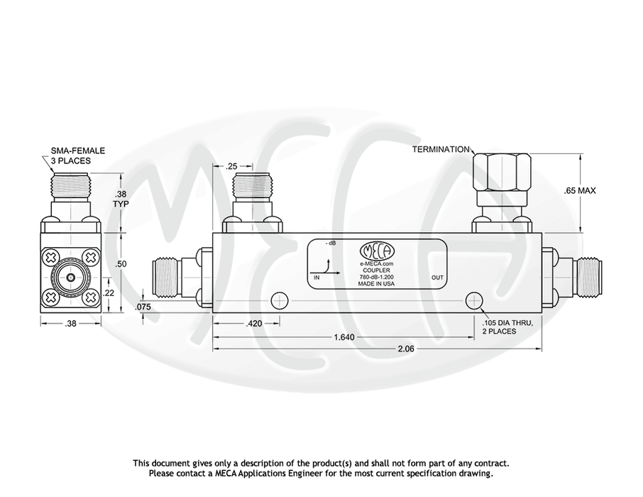 780-dB-1.200 Directional Couplers SMA-Female connectors drawing