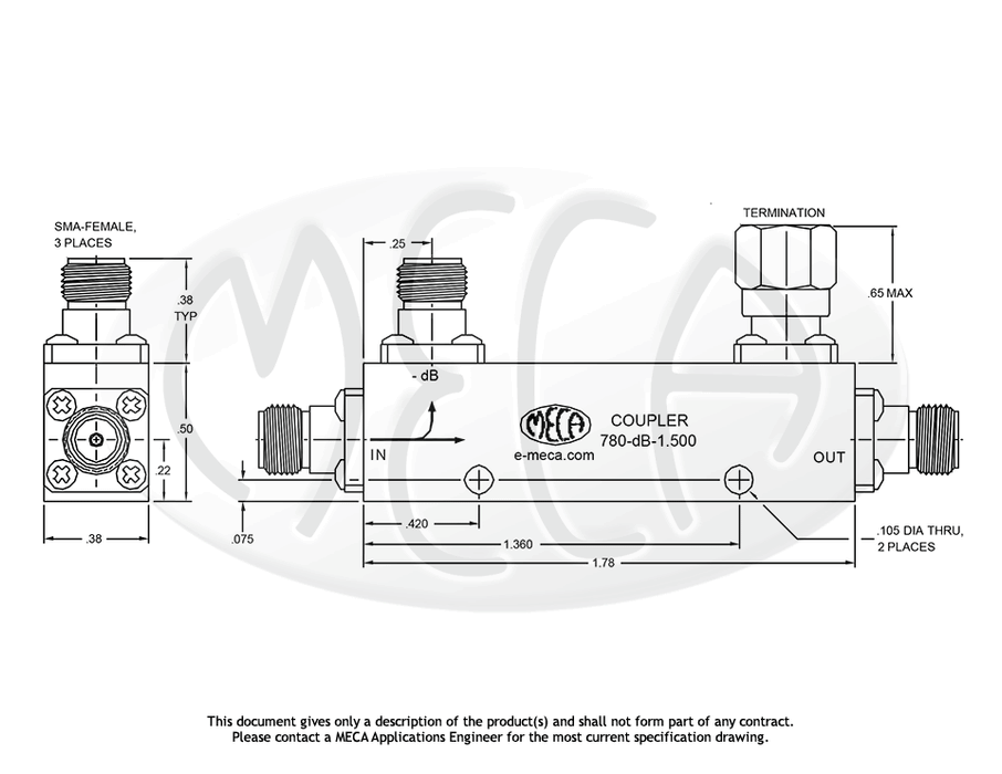 780-dB-1.500 Directional Couplers SMA-Female connectors drawing
