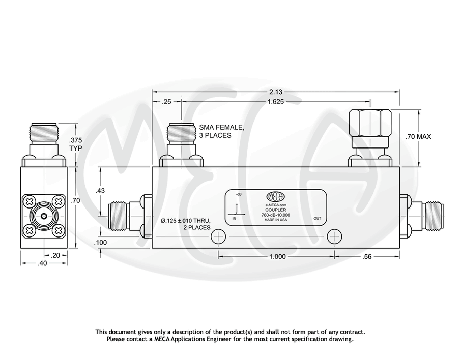 780-dB-10.000 Directional Coupler SMA-Female connectors drawing