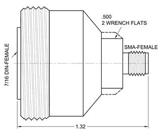 ADF-SF, 7/16 DIN-Female to SMA-Female, Hz-8.0 GHz