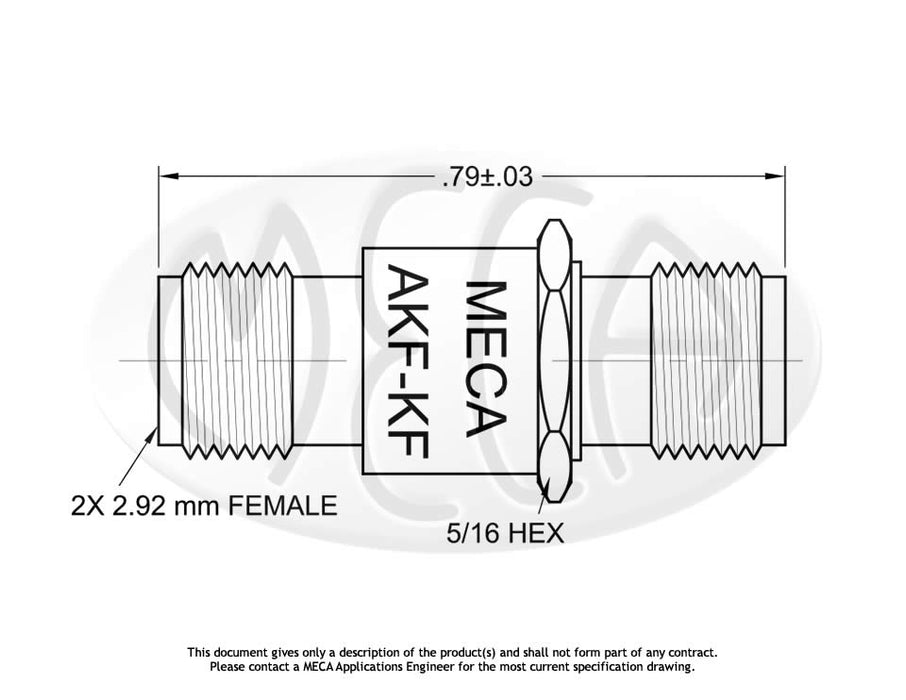 AKF-KF Adapter 2.92mm Female to 2.92mm Female connectors drawing