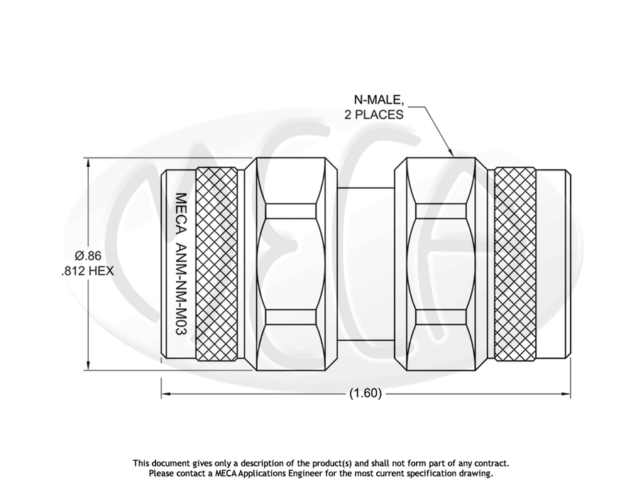 ANM-NM-M03 Low PIM Adapter N-Male to N-Male connectors drawing
